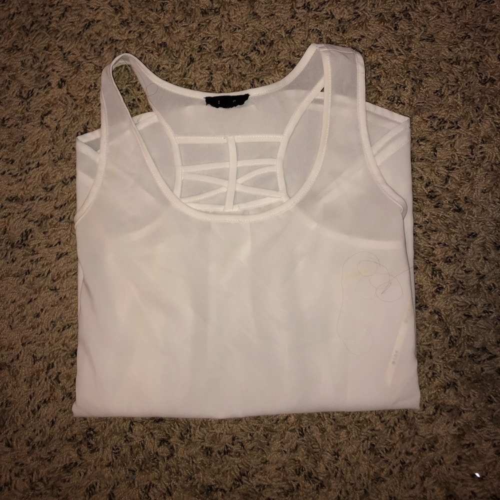MINE chiffon white tank top